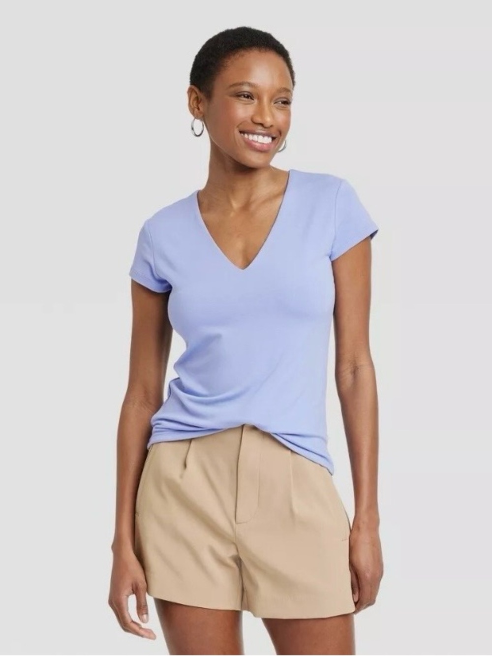a new day Lilac V-Neck Short Sleeve Tee
